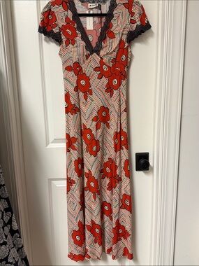 RIXO | Dresses | Pre Loved Rixo Annika Dogstooth Knitted Dress In Orange  Red Rayon | Poshmark